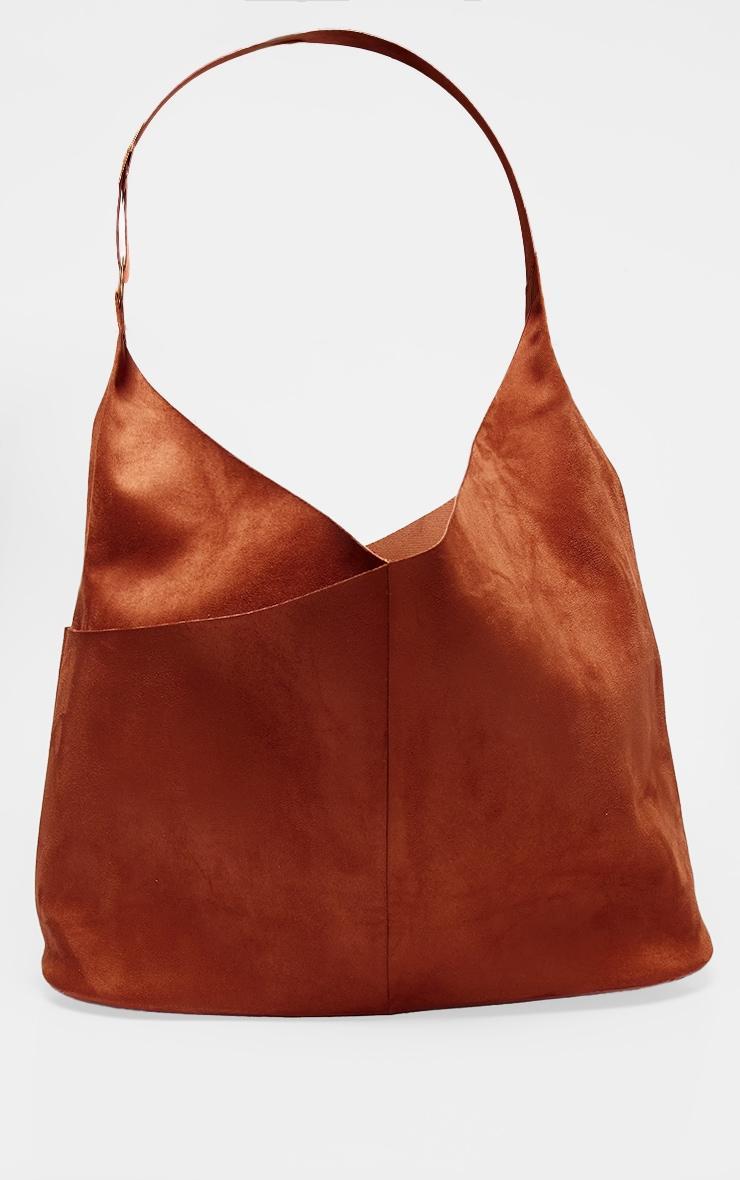 Tan Faux Suede Slouchy Tote Bag Product Image