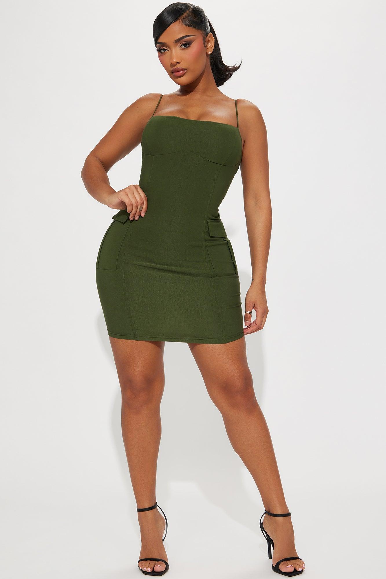 Jade Cargo Mini Dress - Olive Product Image