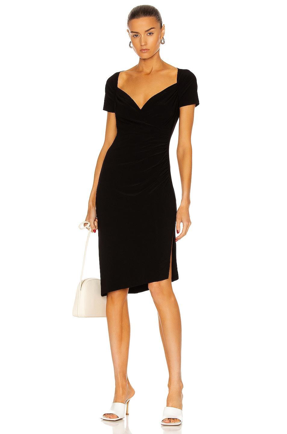 Norma Kamali Sweetheart Side Drape Dress Black. (also in S). Product Image