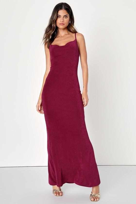 Flirty Sensation Magenta Cowl Neck Sleeveless Maxi Dress product image