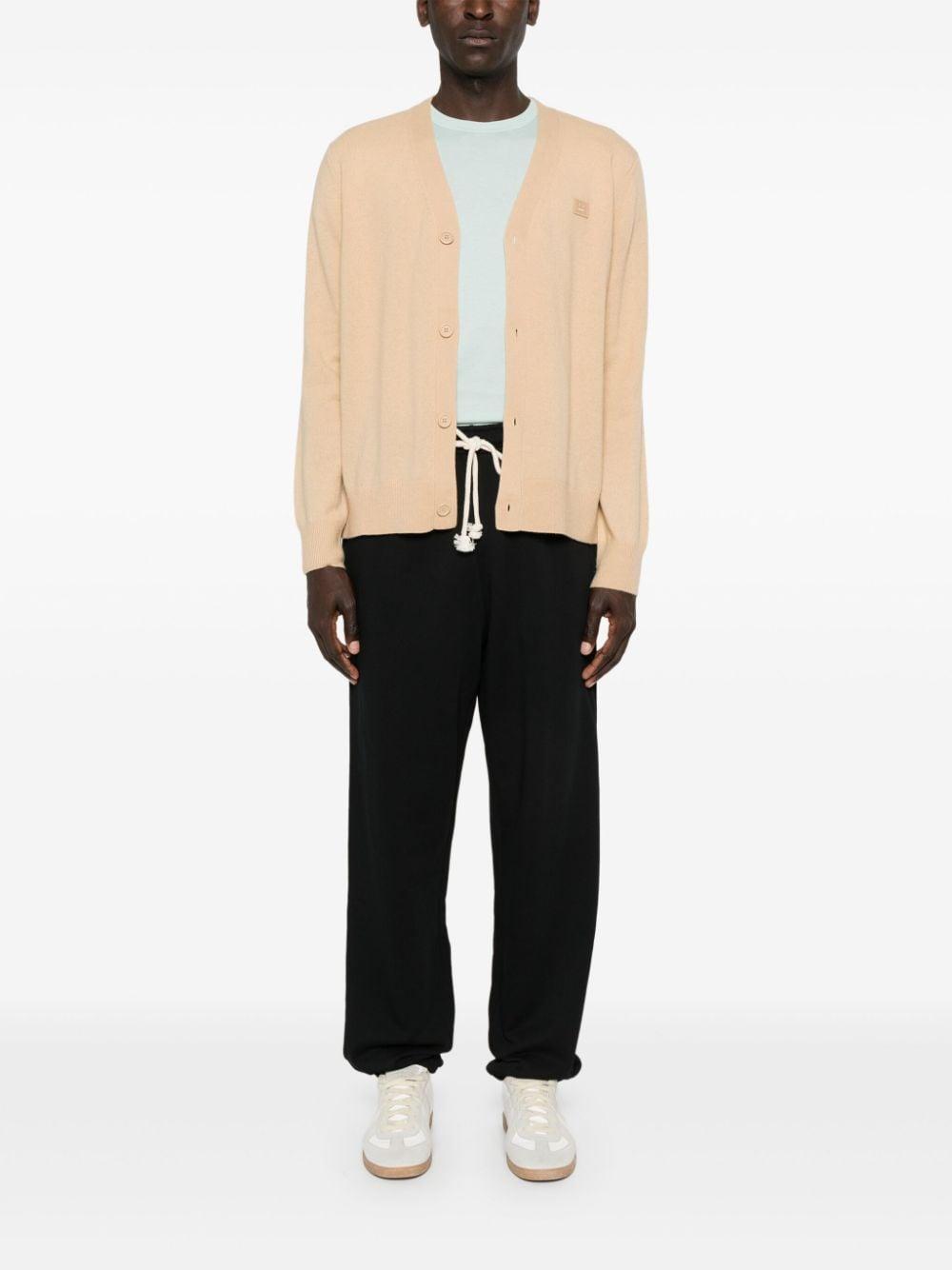 ACNE STUDIOS Face Logo-appliqué Wool Cardigan In Neutrals Product Image