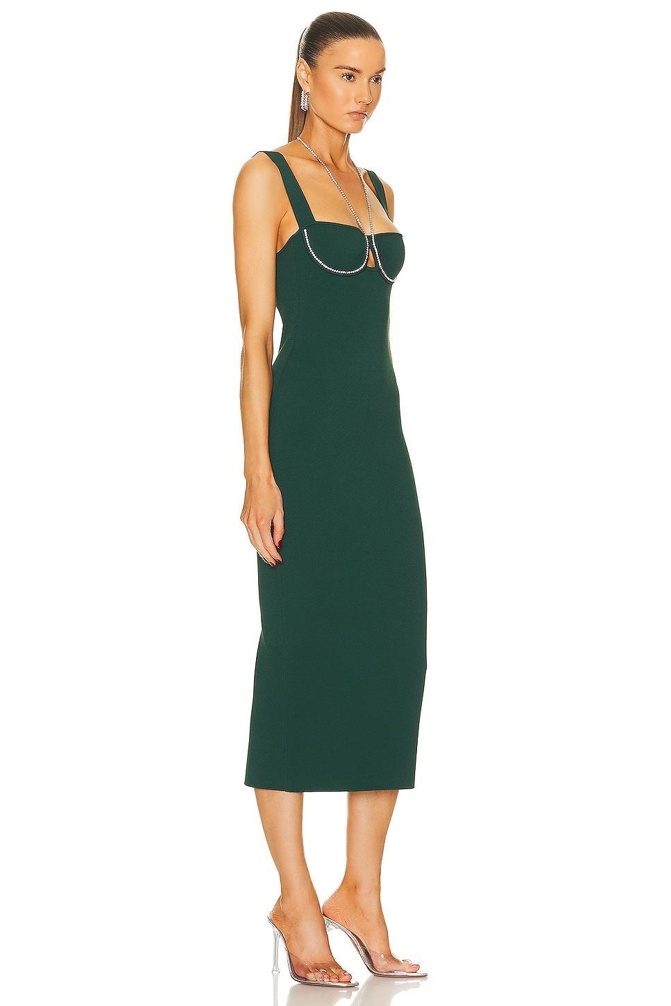 GALVAN Celeste Dress Dark Green. (also in L, M, XS). Product Image