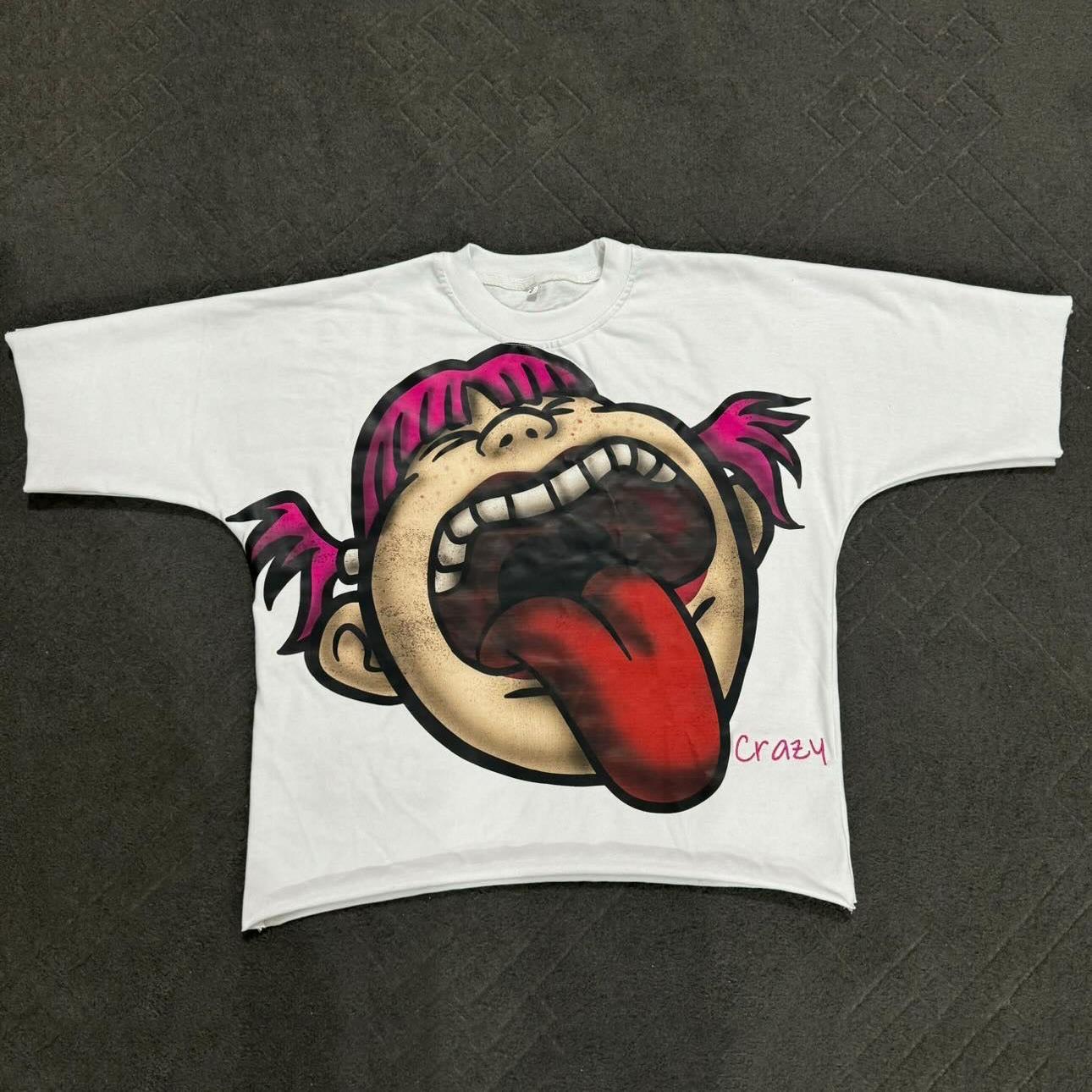 Crazy Cartoon Print Short Sleeve T-Shirt Product Image