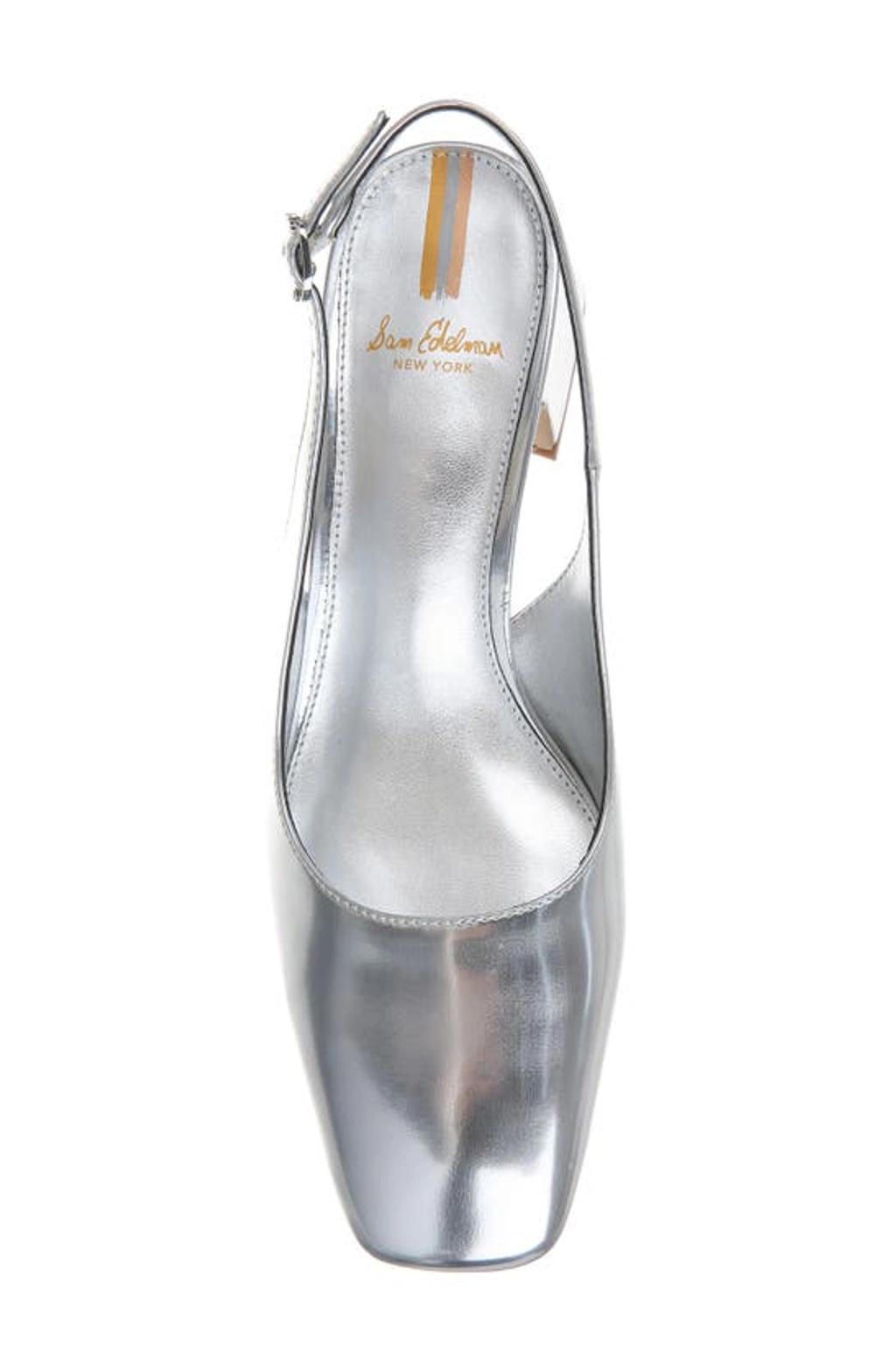 SAM EDELMAN Terra Slingback Pump In Soft Silver Product Image