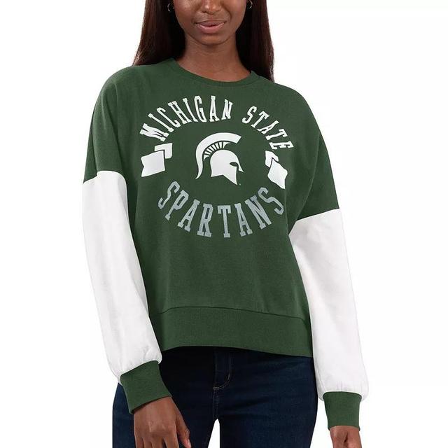 Womens G-III 4Her by Carl Banks /White Michigan State Spartans Team Pride Colorblock Pullover Sweatshirt Product Image