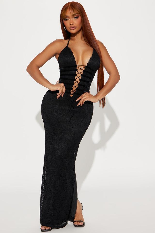 Nina Laced Up Maxi Dress - Black Product Image