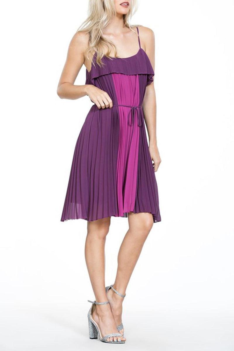 Purple Pleated Dress Product Image