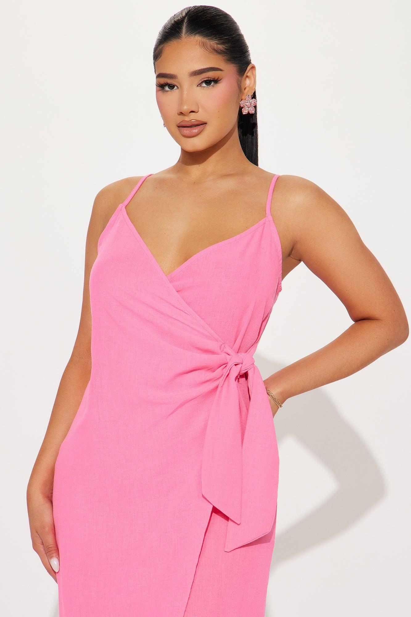 Liliana Linen Midi Dress - Pink Product Image