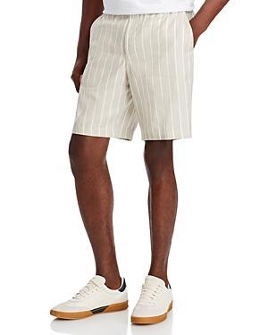 C-perin-ds-s-242 Linen & Cotton Stripe Relaxed Fit 9 Shorts In Beige/khaki Product Image