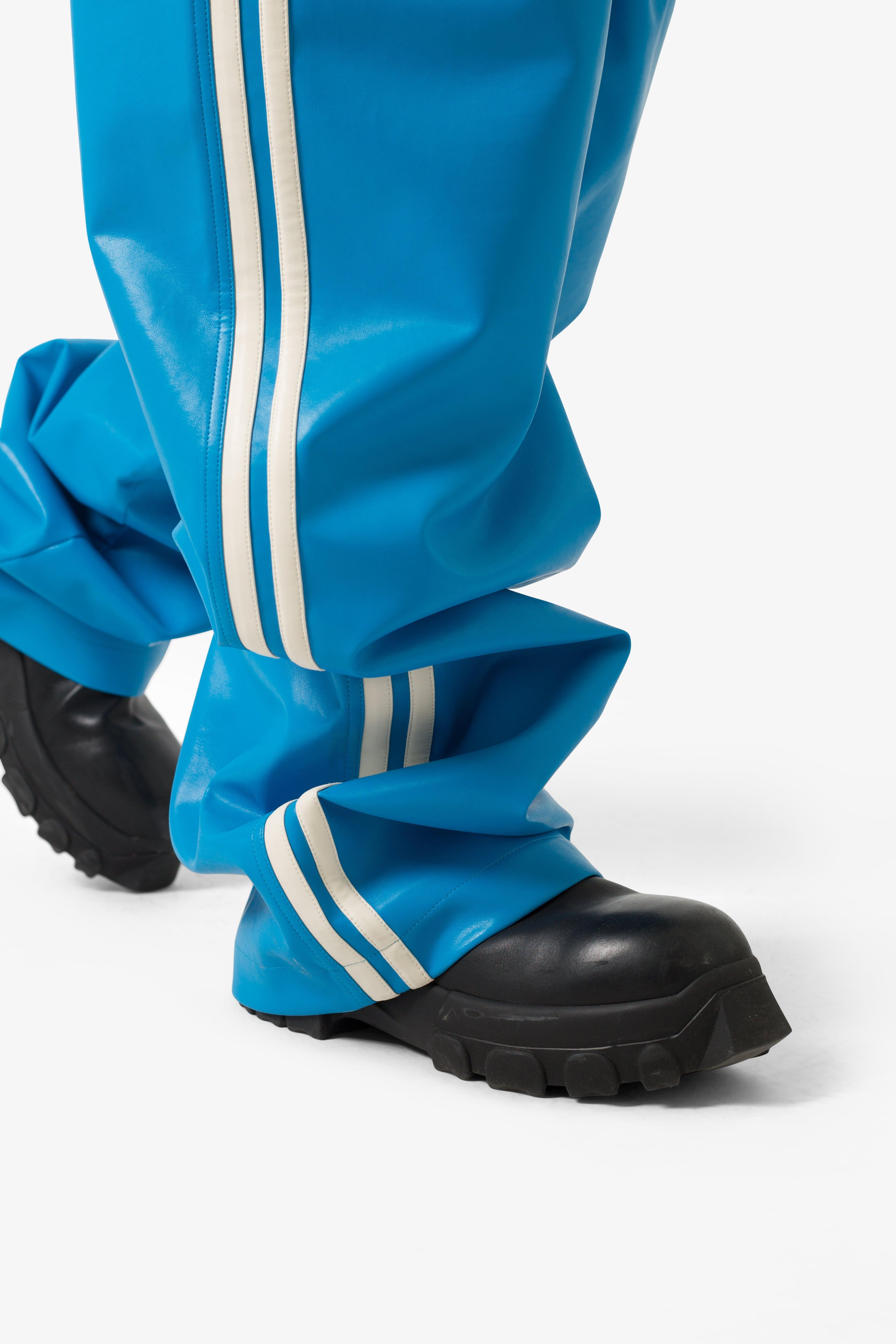 Icon Oversized PU Track Pants - Blue/Black Product Image