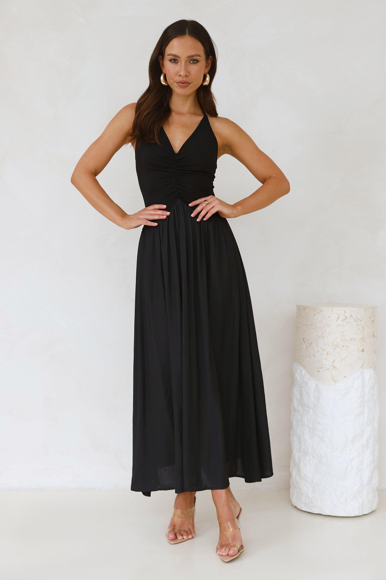 Lake Days Halter Maxi Dress Black Product Image