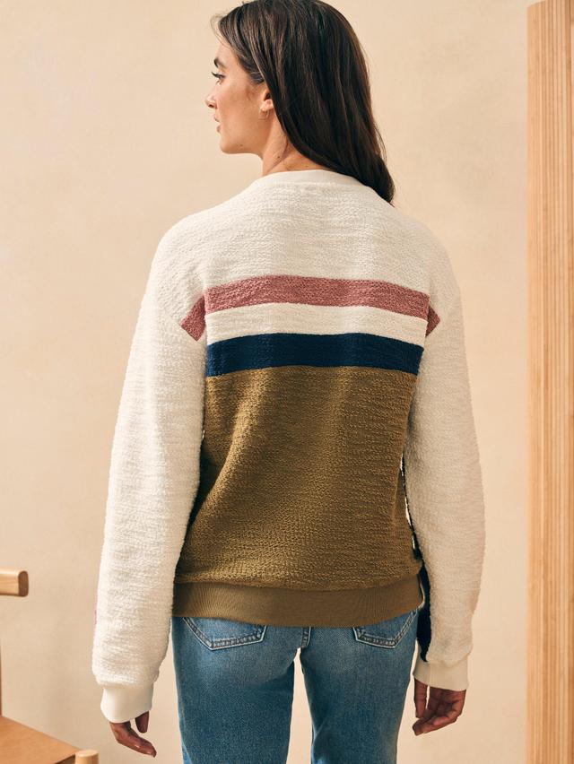 Vista Stripe Pullover - Military Olive Cream Female Product Image