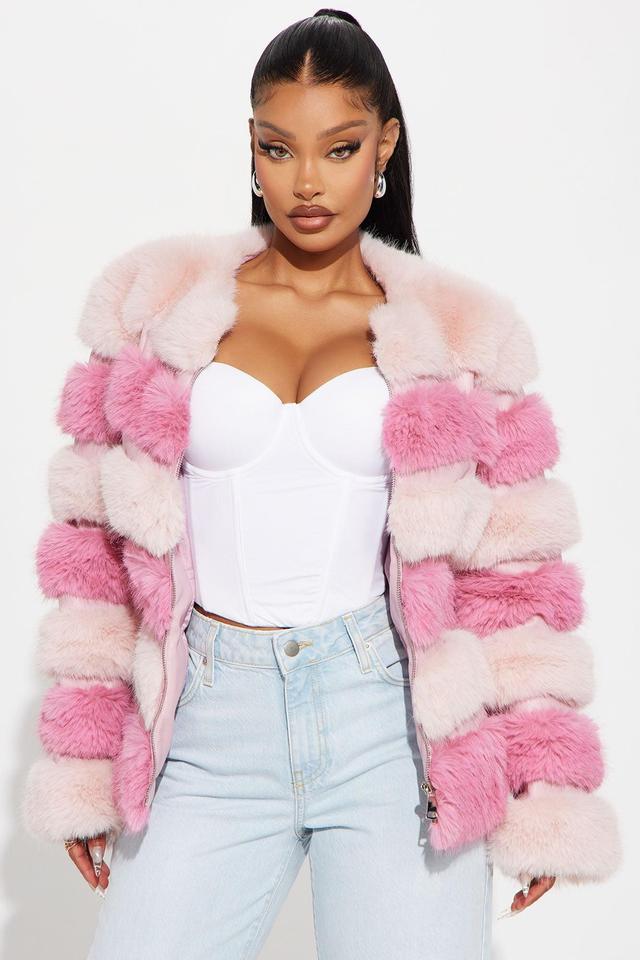 Gia Faux Fur Coat - Pink Product Image