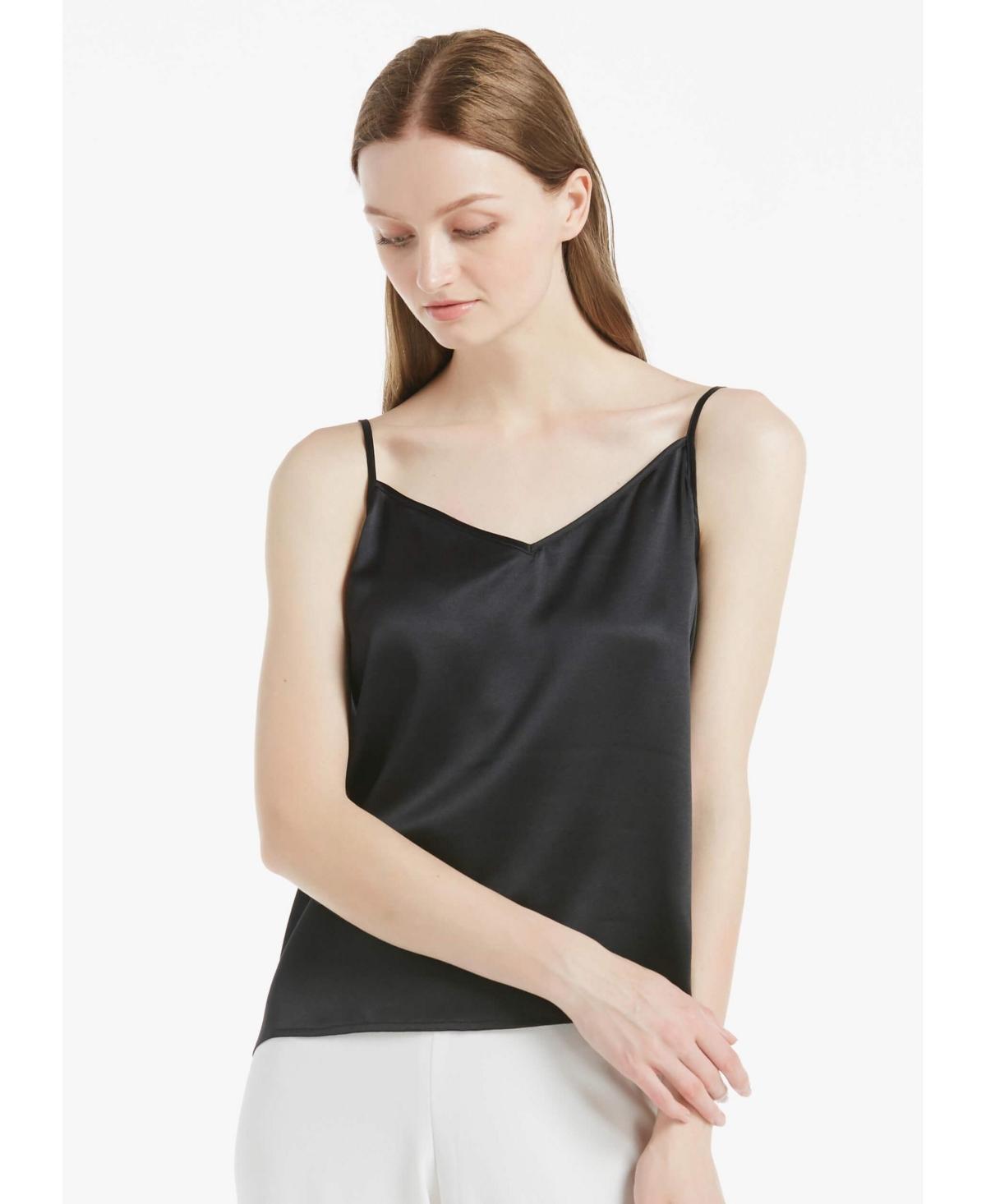 Womens V Neckline Silk Camisole with Spaghetti Straps Product Image