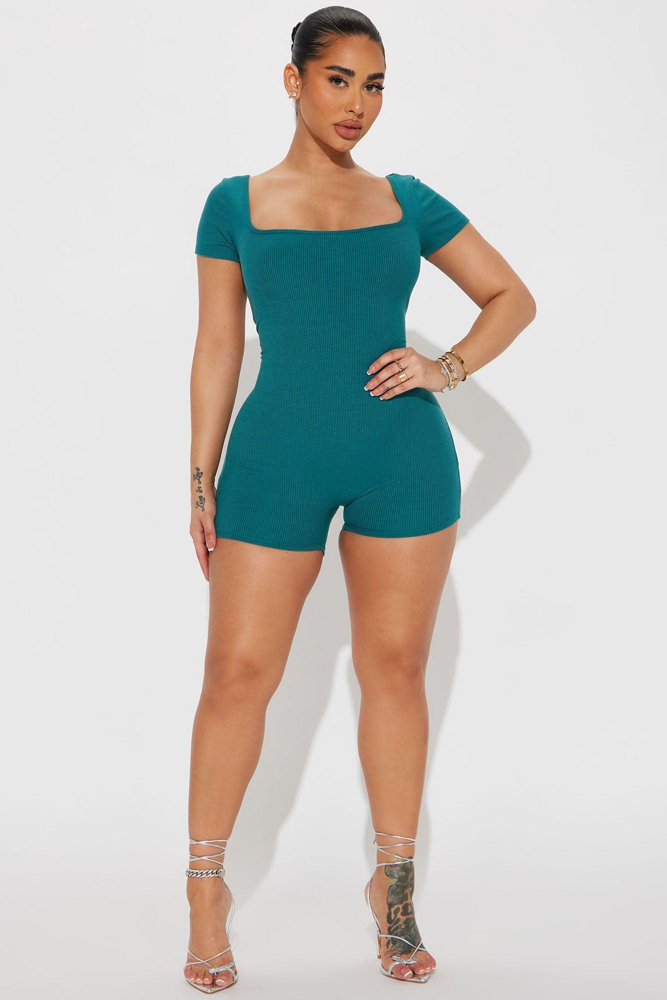 Cydni Ribbed Romper - Hunter Product Image