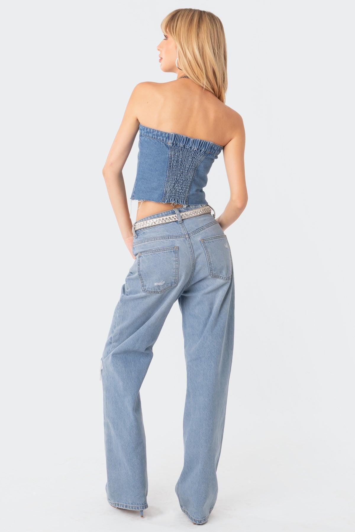 River Denim Strapless Top Product Image