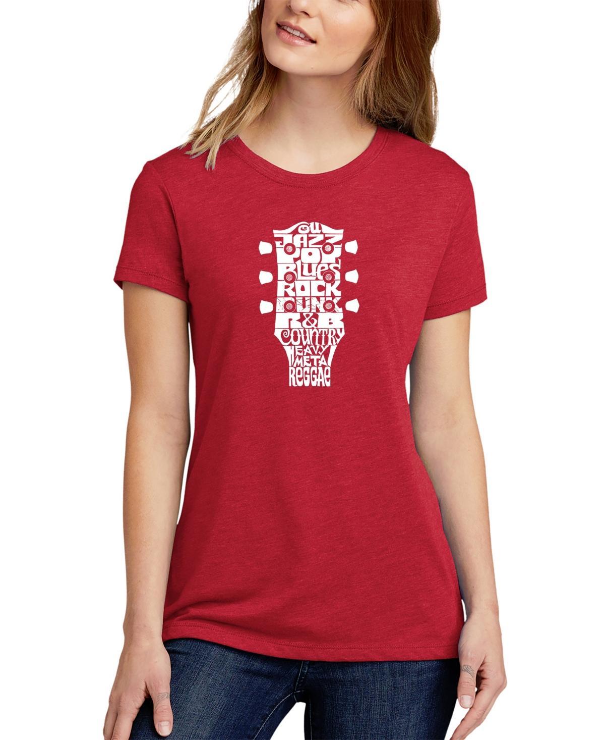 Womens Premium Blend Word Art Guitar Head Music Genres T-shirt Product Image