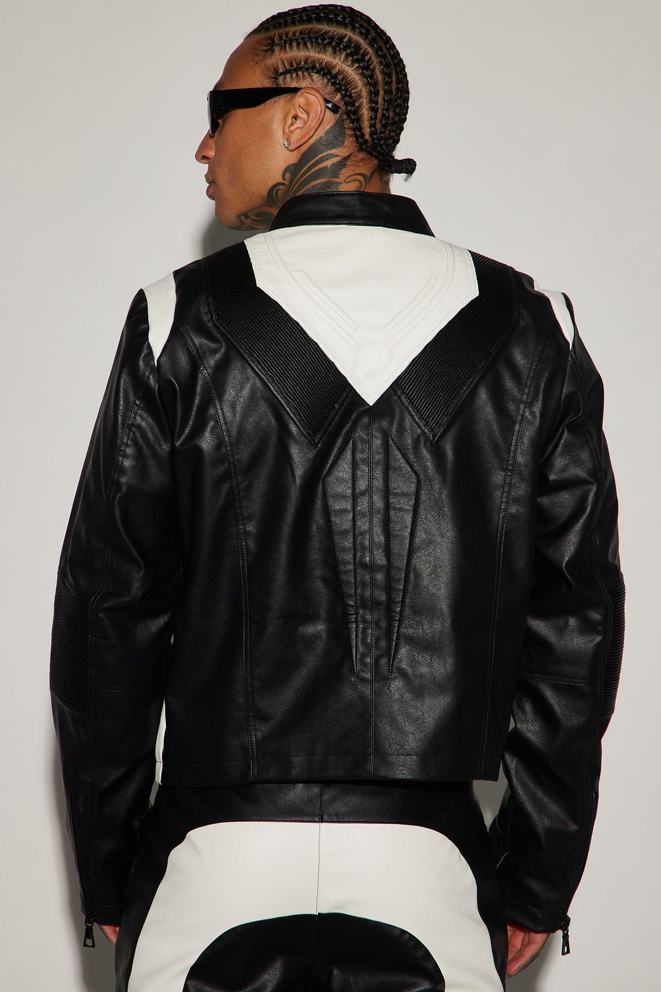 Dakota Faux Leather Moto Jacket - Black/combo Product Image