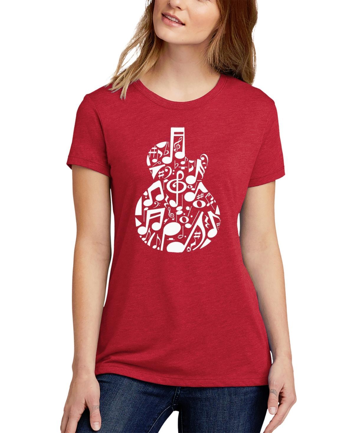 La Pop Art Womens Music Notes Guitar Premium Blend Word Art Short Sleeve T-shirt Product Image