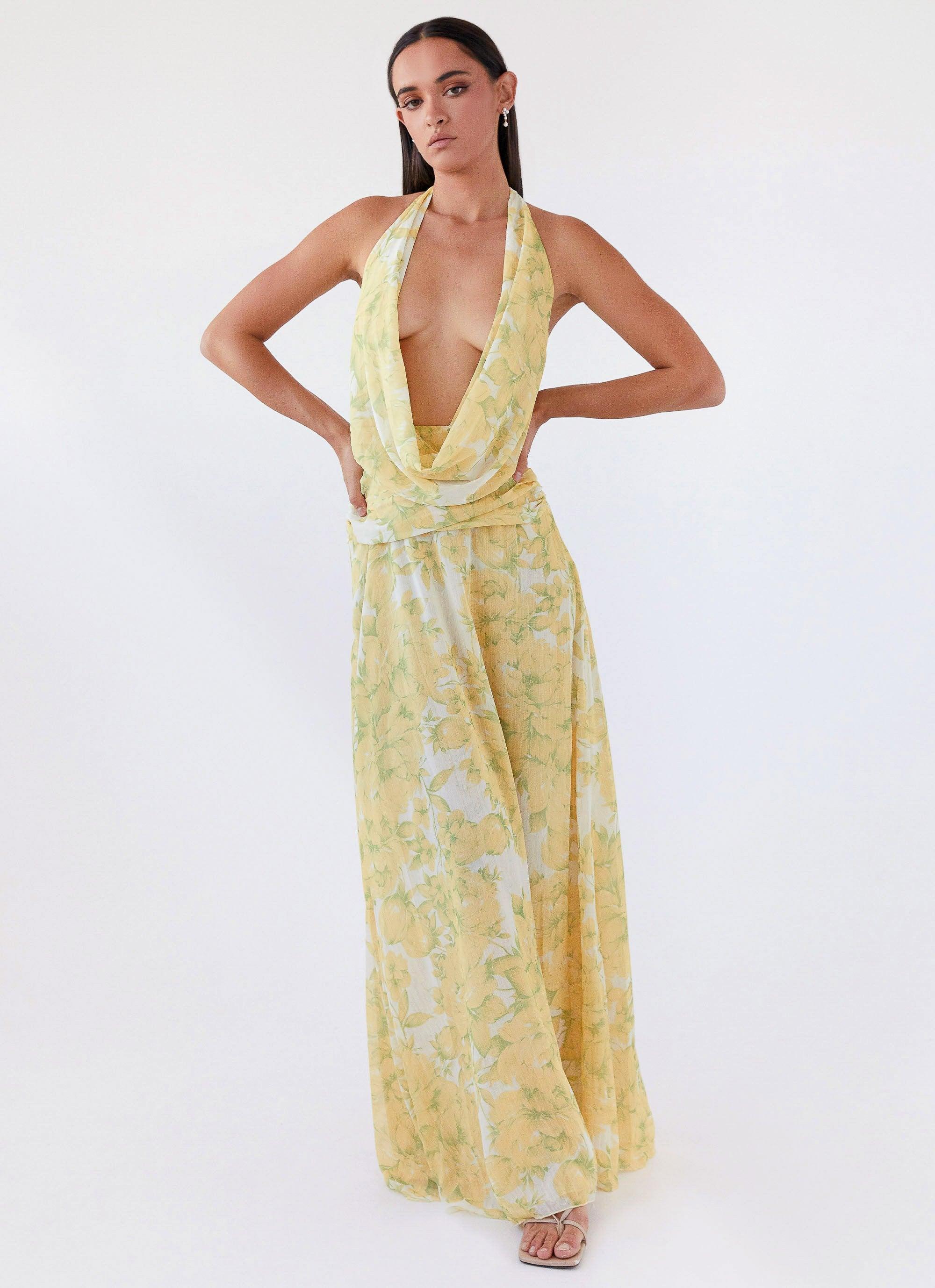 Elysia Chiffon Maxi Dress - Daffodil Product Image