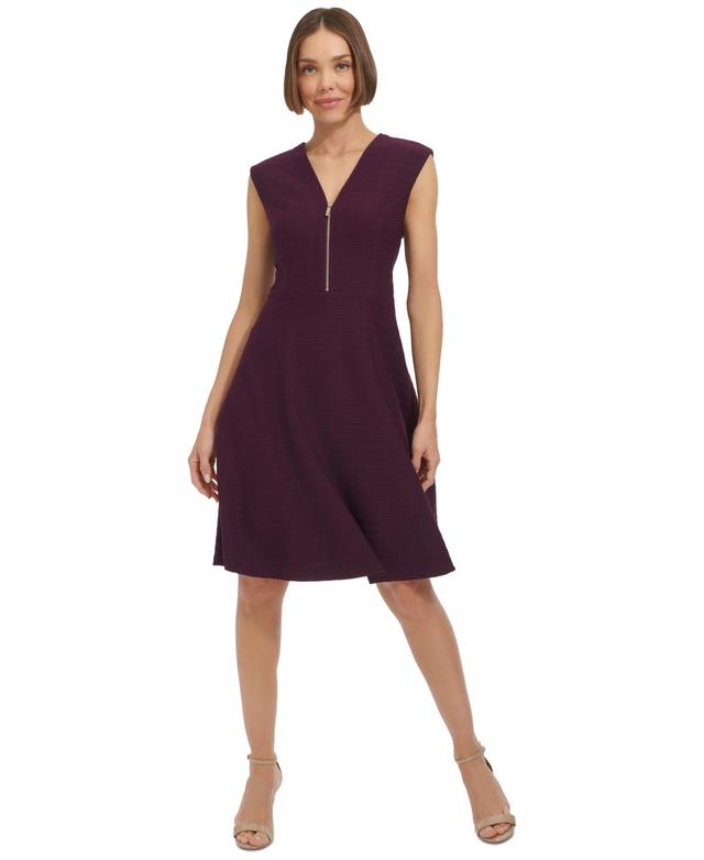 Women's V-Neck Cap-Sleeve Fit & Flare Dress Product Image