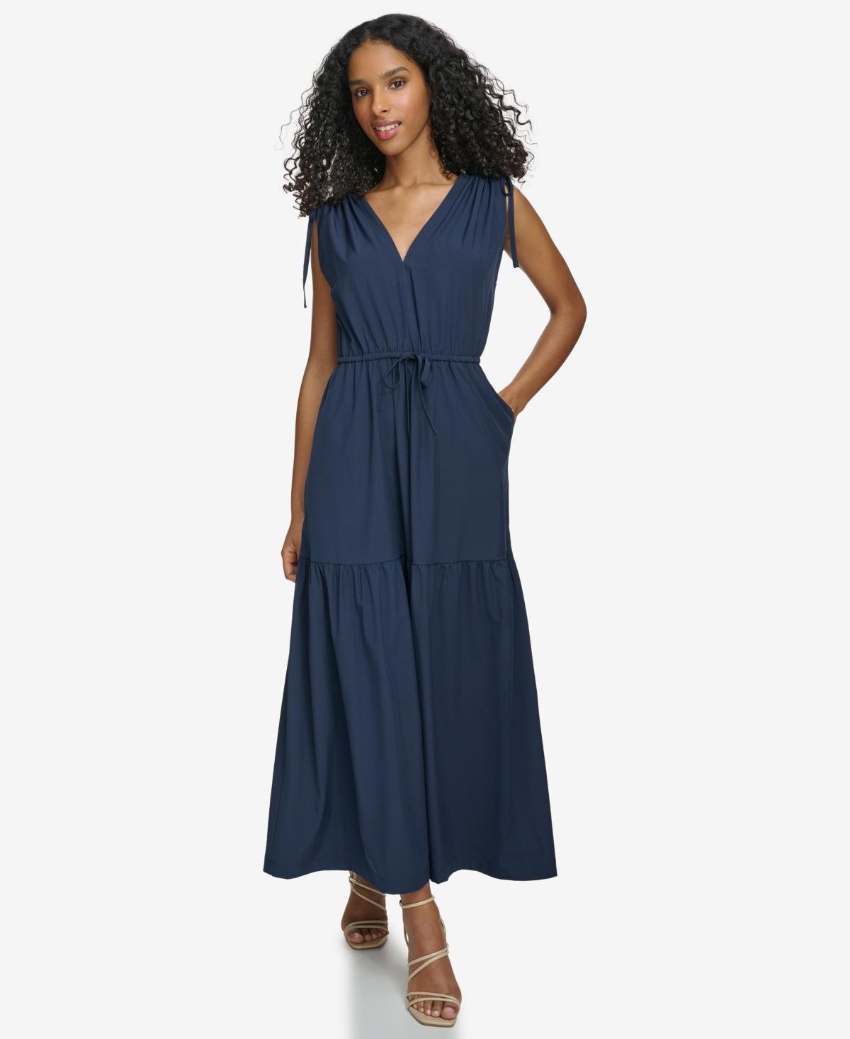 Calvin Klein Womens Tie-Shoulder Tiered Midi Dress product image