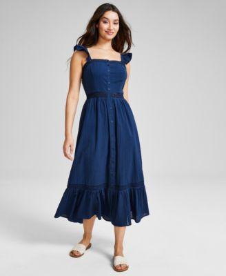 Women's Crochet Trim Cotton Maxi Dress, Created for Macy's  product image