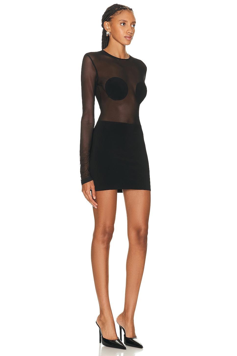 Norma Kamali Dot Dash Mini Dress Black. (also in M, S, XS). Product Image