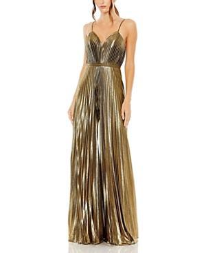 Mac Duggal Metallic Pleated V-Neck Jumpsuit Product Image