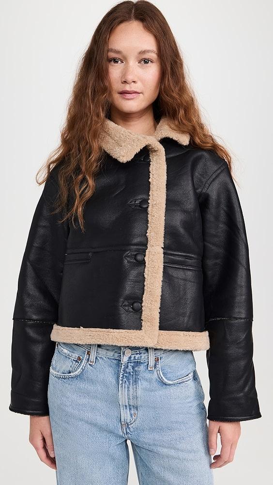 Moon River Black Faux Shearling Jacket | Shopbop Product Image