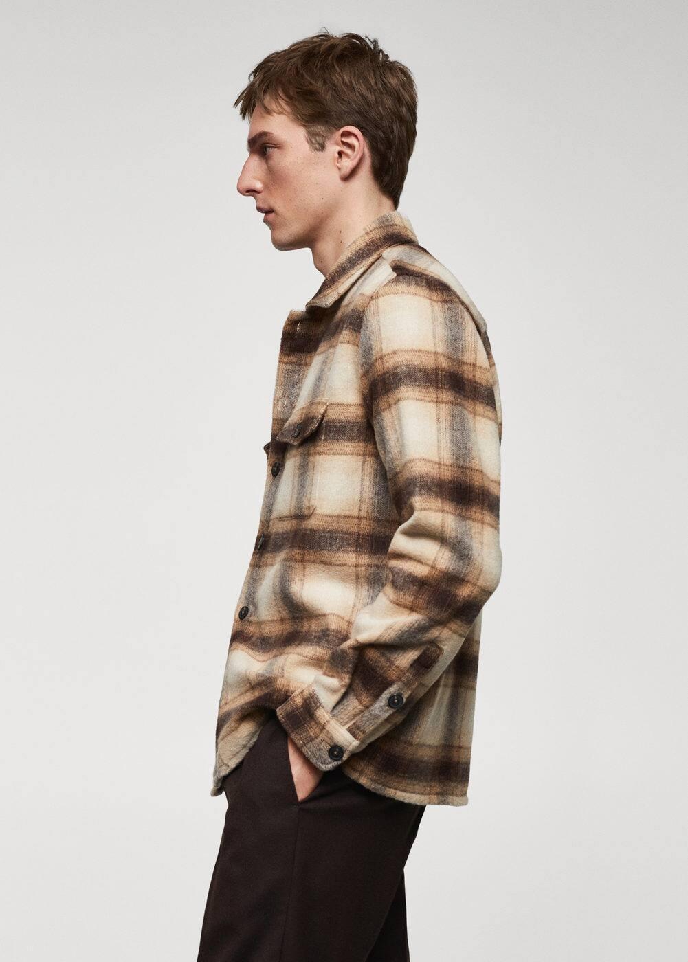 MANGO MAN - Check wool-blend overshirt brownMen Product Image