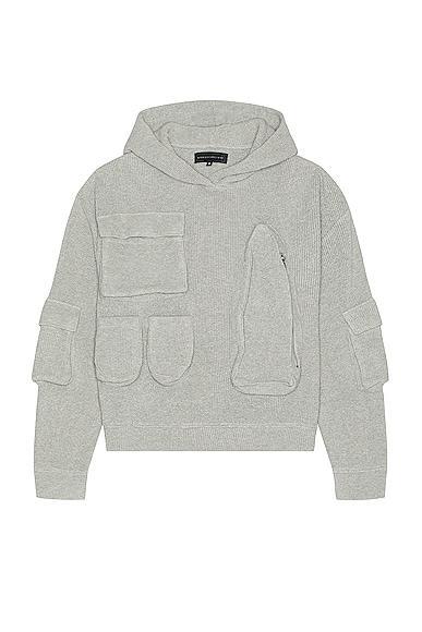 Who Decides War by Ev Bravado Multi Pocket Hooded Sweatshirt in Vintage Grey - Light Grey. Size L (also in S). Product Image