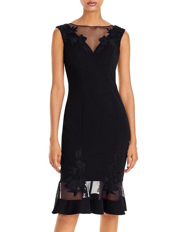 Womens Lace-Accented Cocktail Dress Product Image