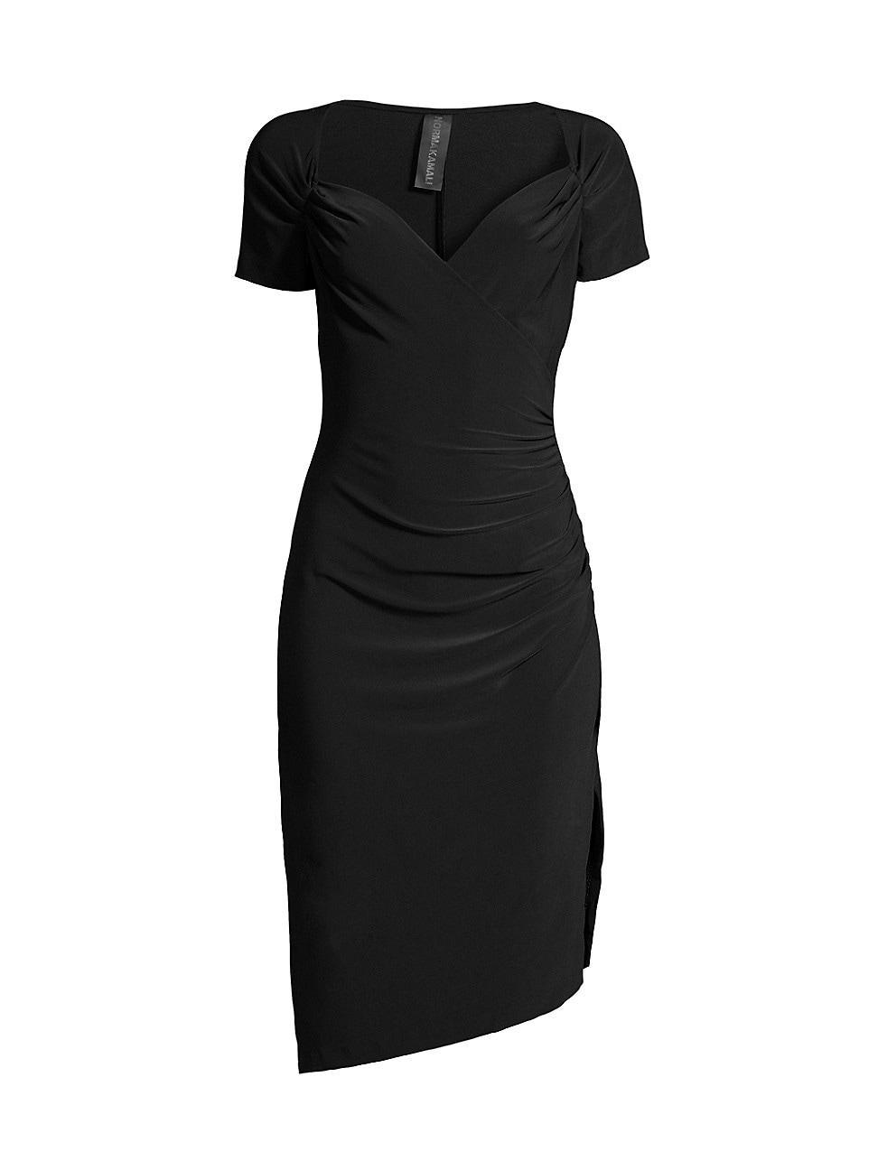 Norma Kamali Sweetheart Side Drape Dress Black. (also in S). Product Image