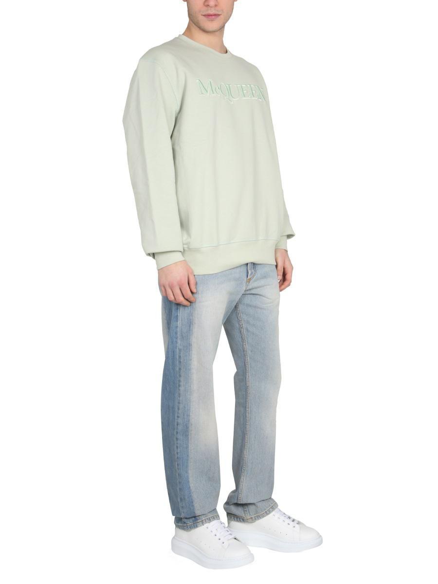 Man Pastel Green Cotton Sweatshirt Product Image