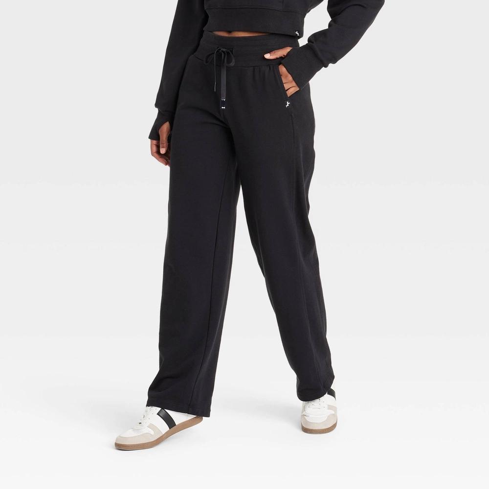 Womens French Terry Straight Leg Pants - JoyLab Black XXL product image