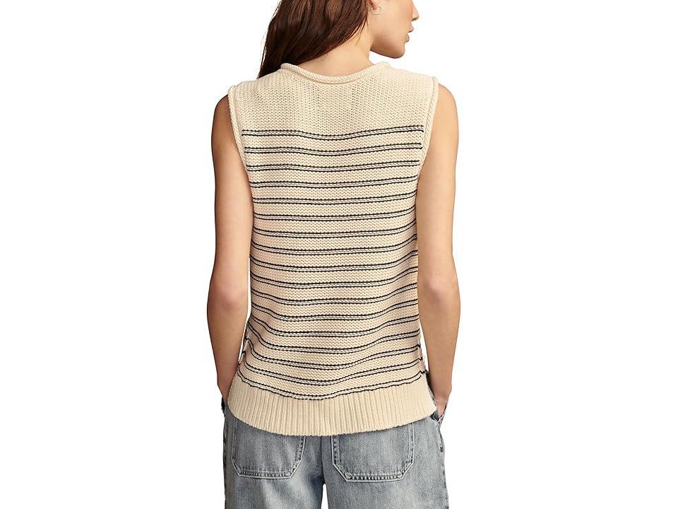 Lucky Brand Womens Striped Roll-Neck Cotton Sweater Vest Product Image