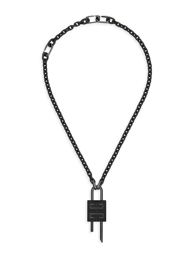 Mens Lock Necklace In Metal Product Image