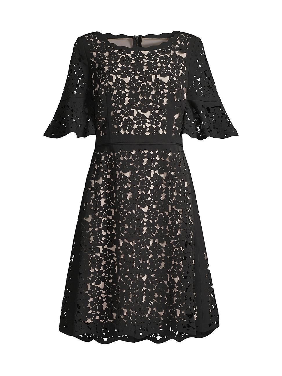 Shani Laser Cut Lace Fit & Flare Dress Product Image