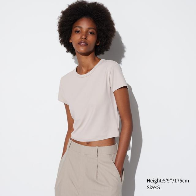 Womens Ultra Stretch Airism Cropped T-Shirt Natural 2XL UNIQLO US Product Image