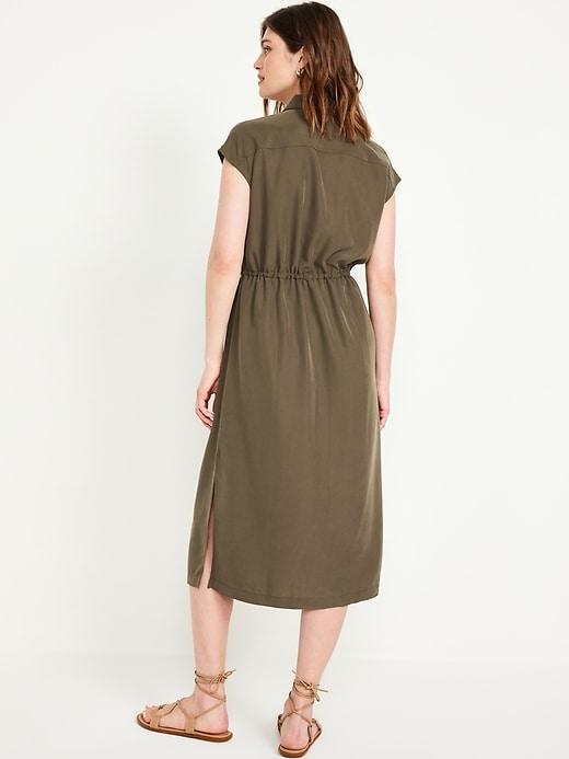 Waist-Defined Utility Midi Shirt Dress Product Image