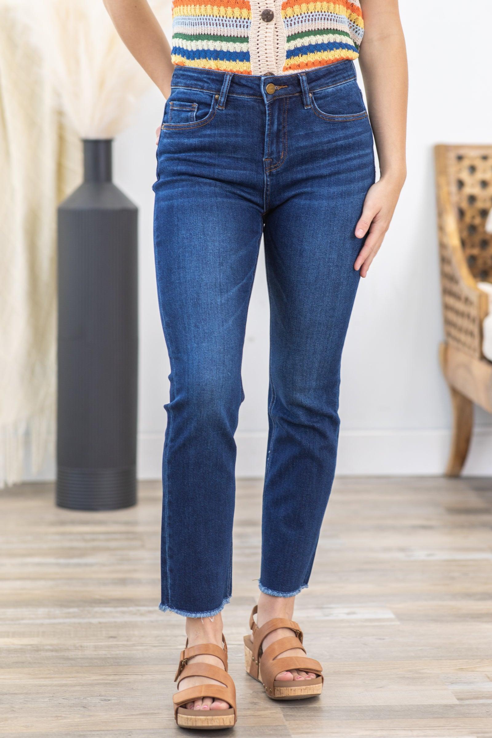 Mica Dark Wash High Rise Straight Crop Jean product image