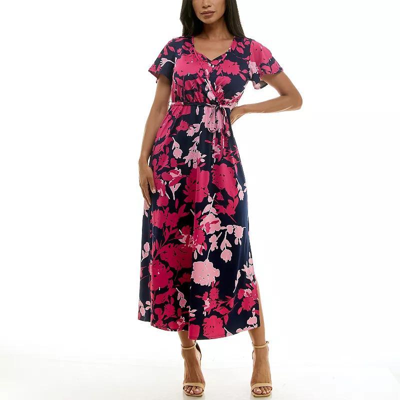 Womens Nina Leonard Flutter Sleeve Maxi Dress Product Image