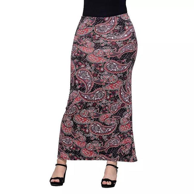 Womens 24Seven Comfort Apparel Paisley Print Fold Over Waist Maxi Skirt Product Image