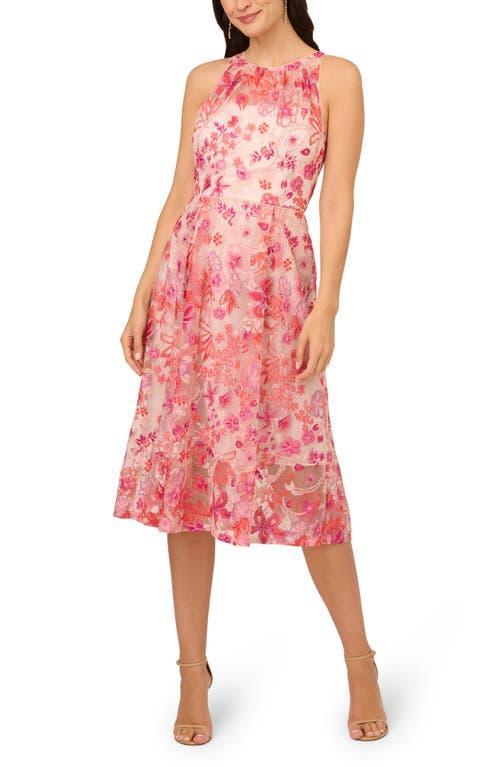 Adrianna Papell Embroidered Fit-and-Flare Multi) Women's Dress product image