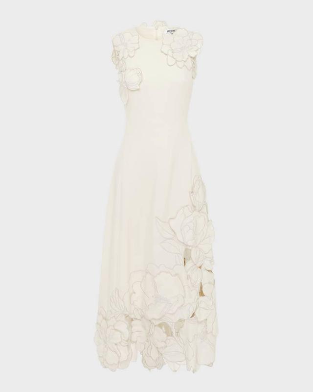 Cleo Sleeveless Floral Applique Midi Dress Product Image