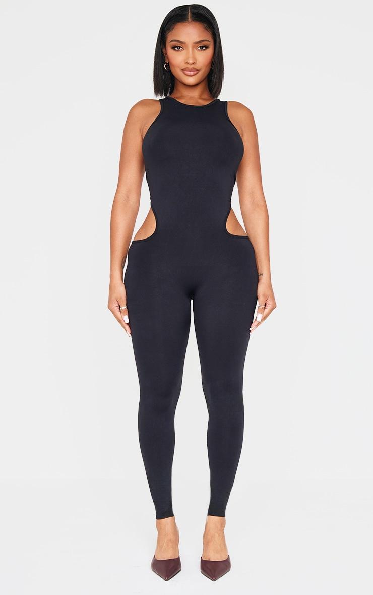 Shape Black Seamless Cut Out Jumpsuit Product Image