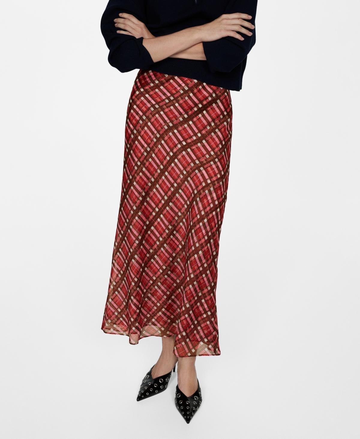 Mango Womens Checked Long Skirt Product Image