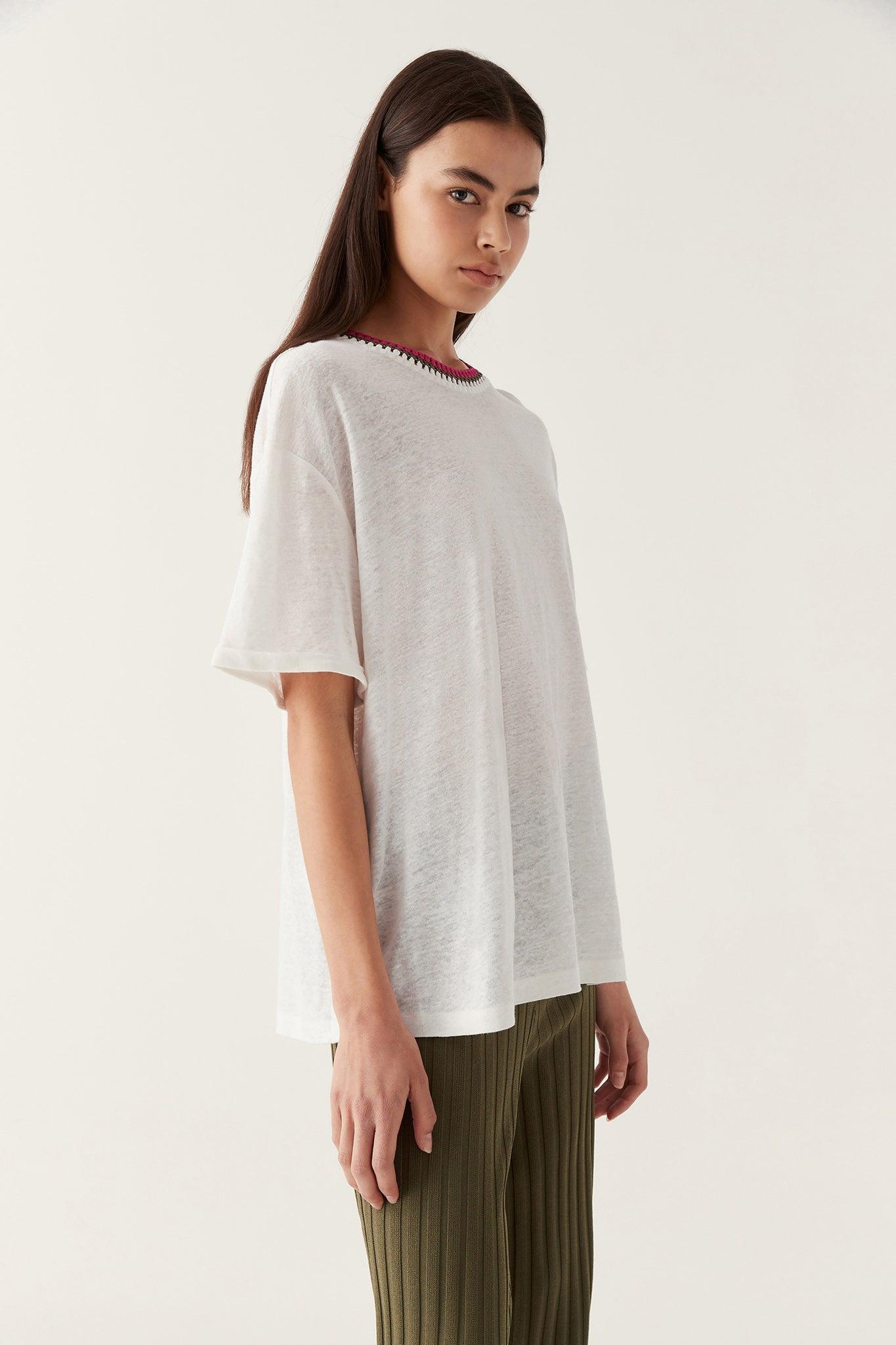 Tazia Crochet Neckline Tee Product Image