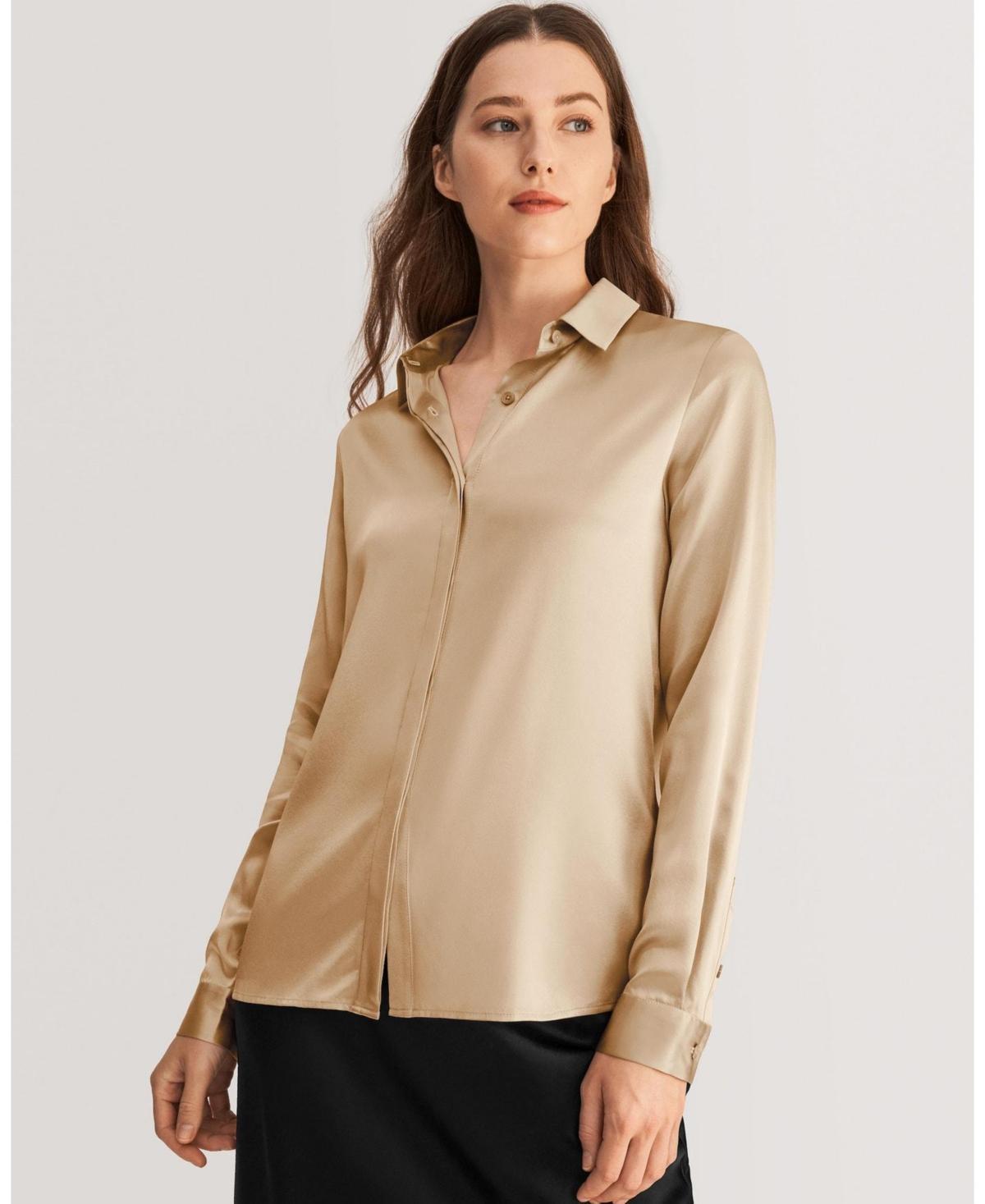 Lilysilk Womens Basic Concealed Placket Silk Shirt Product Image